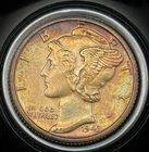 MINT GEM++ 1943 D Mercury Dime FSB GEM Choice Uncirculated w/Rainbow Tone