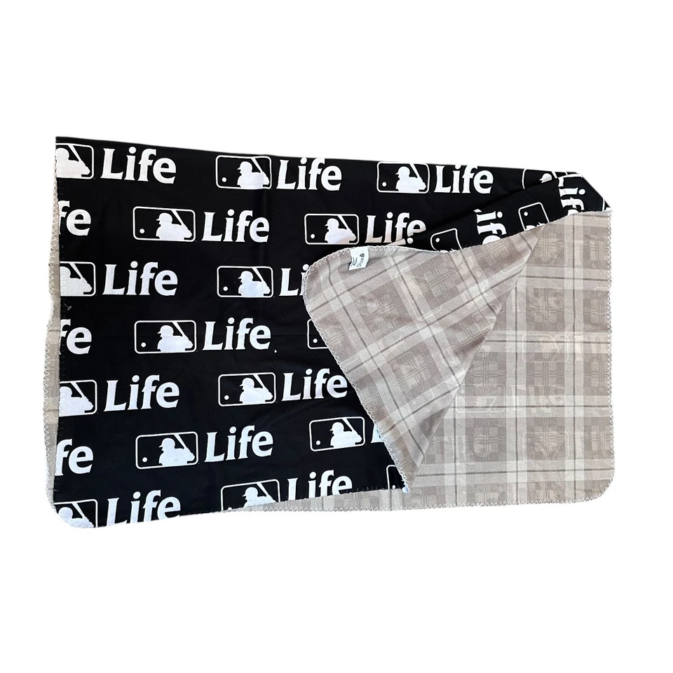 Manta polar MLB Life WinCraft negra gris logotipo de béisbol 50x60 tiro suave Foto 2 de 4