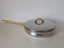 ​Stellar Silampos 18/10 Stainless Steel Sauté Pan with Lid & Gold Plated Handles