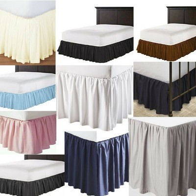 650TC Cotton Solid Pattern Ruffled Bed Skirt - Open Corner Drop Length 18'' - 22''