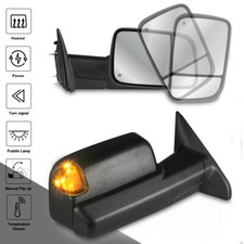 2x Power Heated W Temp Sensor Towing Mirrors For 09-23 Dodge Ram 1500 2500 3500