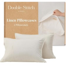 Double Stitch Linen Pillowcases King Size Set of 2