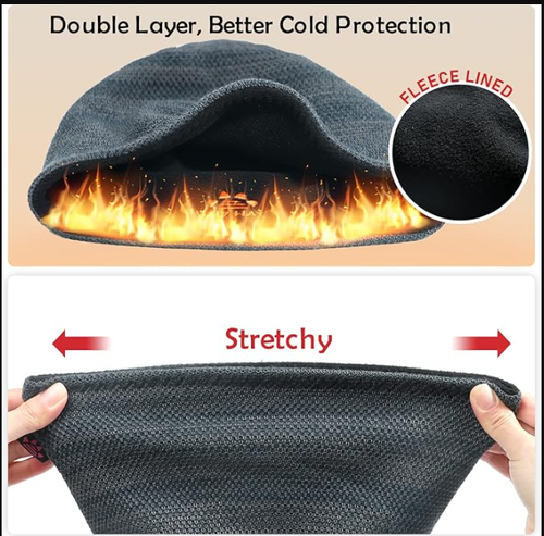 Mens Winter Beanie Hat Warm Fleece Lined Skull Cap One Size Mixed Black - Picture 4 of 6