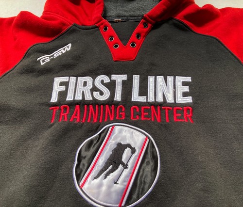 Hockey Hoodie First Line Training Center Jacket Mens M G-SW Red Black Pullover - Picture 2 of 6