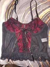 Romwe Small Red And Black Bustier Bra