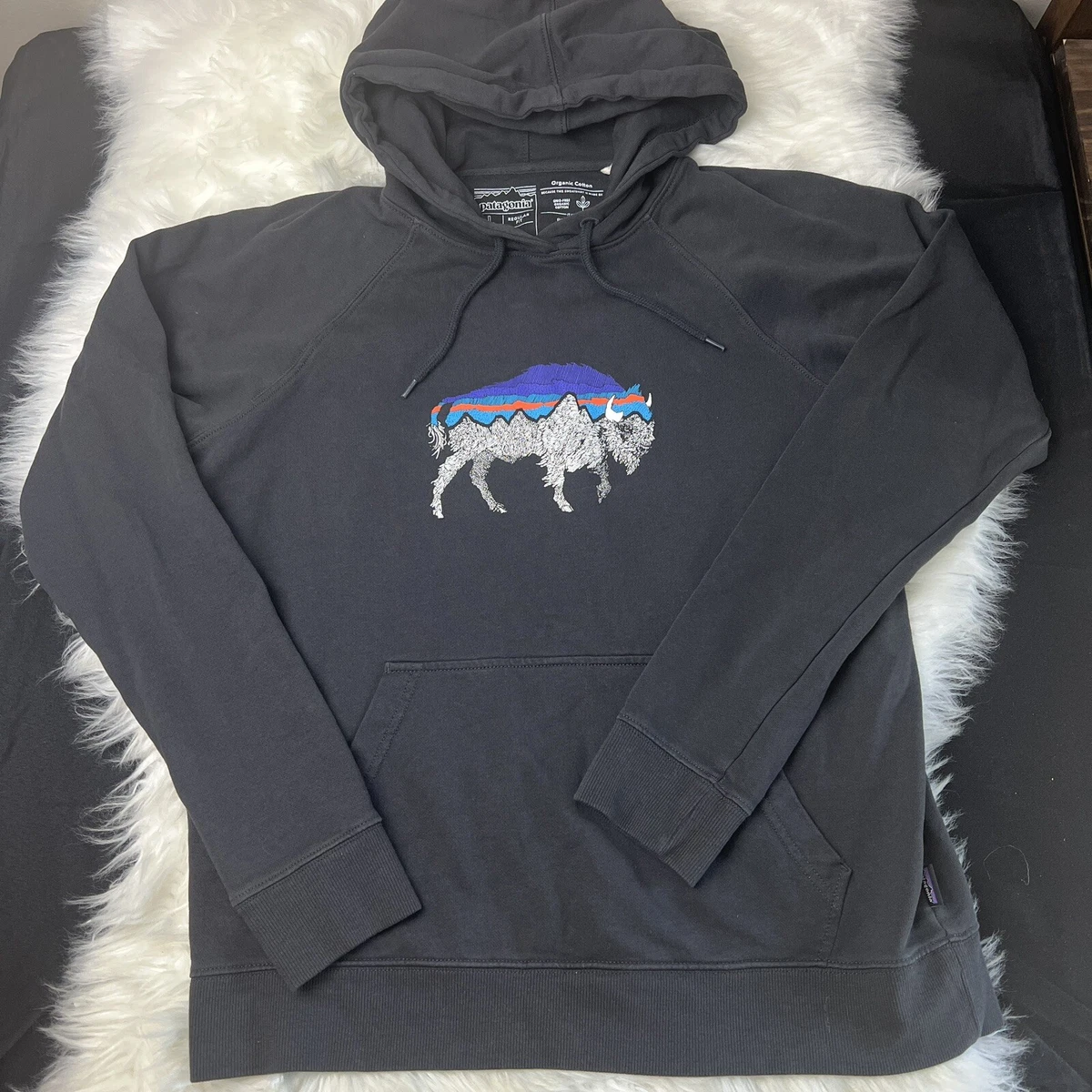 Patagonia Buffalo Size Large Women s Hooded Sweatshirt L Organic Cotton Hoodie