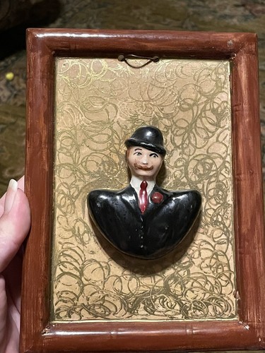 Cappello con ciotola vintage uomo e donna busto da appendere a parete stile vittoriano arte rialzata - Foto 7 di 11