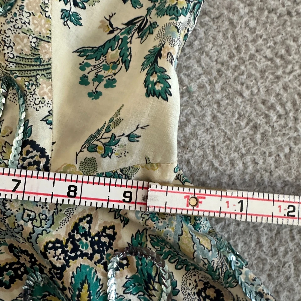 Vestido feminino vintage anos 50 California Colony saia completa pequena lantejoulas sem alças - Imagem 4 de 4