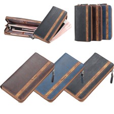 Man's Leather Zipper Wallet Large-capacity Clutch Bag Credit Card Business Purse