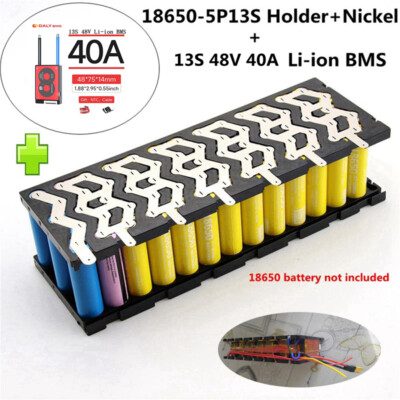 Daly 13S 48V 40A Li-ion BMS + 5P13S Holder + Nickel Kits for 18650 Battery