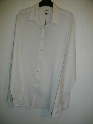 NEW TAGS SORBINO WHITE LINEN BLEND DETAIL COLLAR LONG SLEEVE