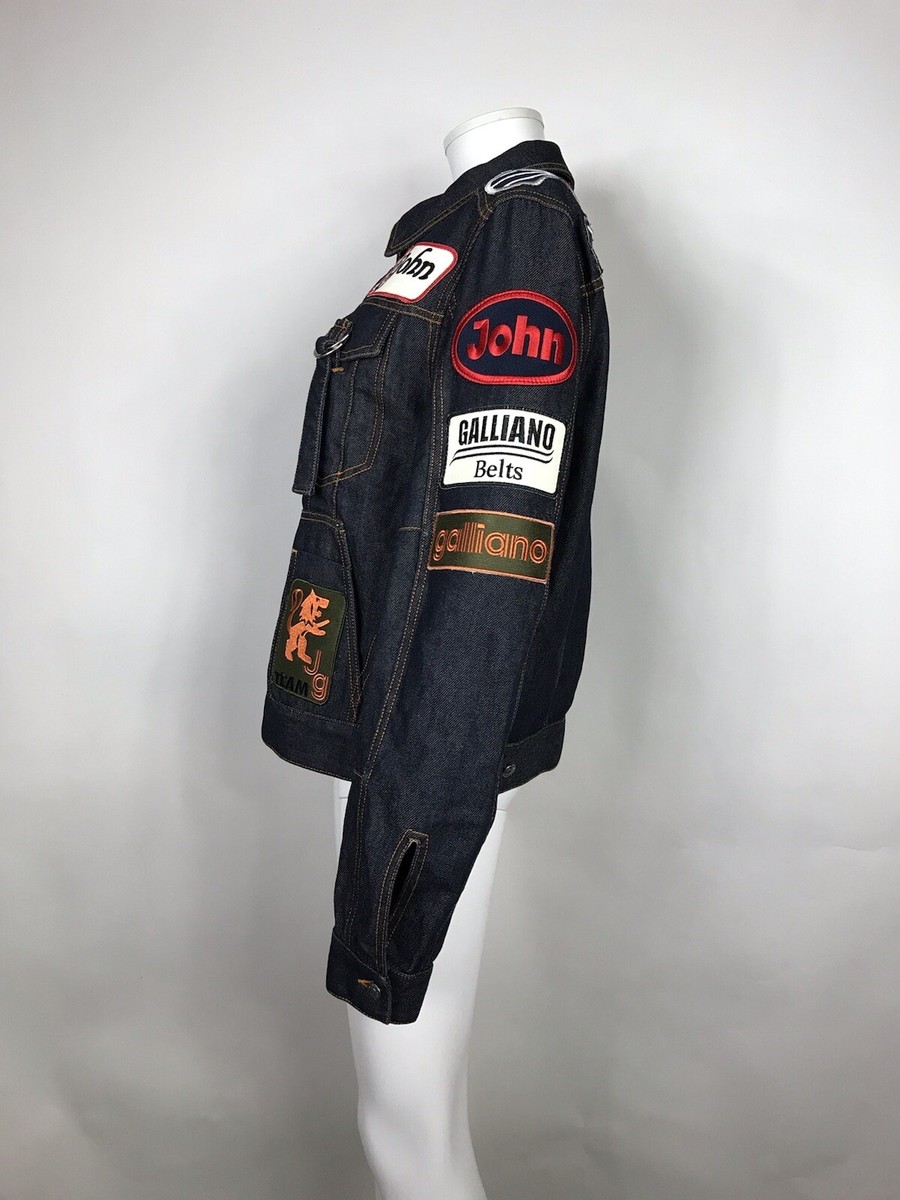 Vtg John Galliano Blue Denim Logo Patch Jacket S 46 | eBay