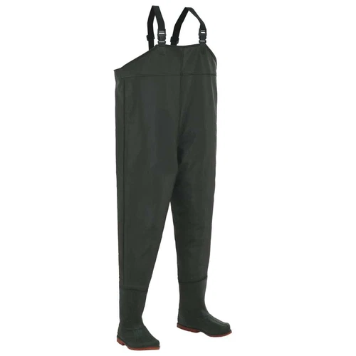 Waterproof Chest Waders w/ Boots PVC Hunting Fishing Wading Pants Green Size 38