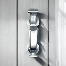 Solid Brass Doctor's Front Door Knocker Satin Chrome Solid Brass Reeded