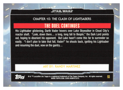 2015 Topps Star Wars Illustrated #93 The Dual Continues - Imagen 2 de 2