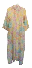 Stella Fagin Kimono Lounge Gown House Coat Robe Flower Mod 60's Sz Small Vintage