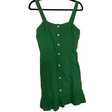 NWT Zara Linen Blend Emerald Green Mini Dress Size Small (S)