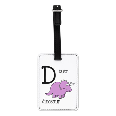 Gift Base Reisegepäckanhänger Buchstabe D Dino Bilder Faux Leder 1