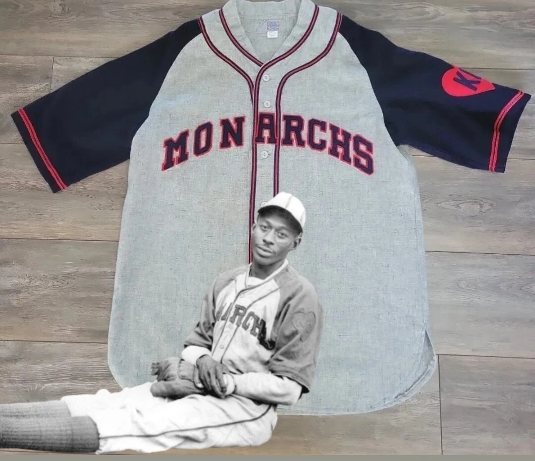 RARE! AUTHENTIC VINTAGE SATCHEL PAIGE KC MONARCHS JERSEY LARGE EBBETS