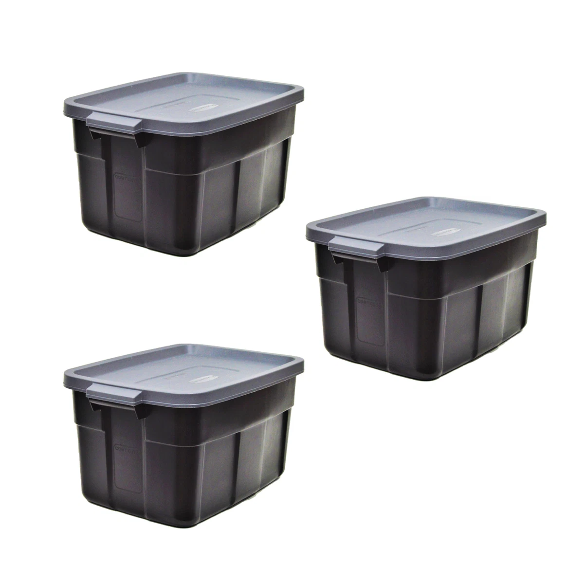 Rubbermaid Roughneck Tote 3 Gallon Storage Container, Black/Cool Gray (6  Pack)