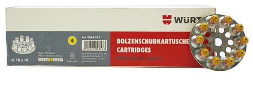 Cartuchos Spit / Würth 6,3/16 amarillo rojo negro pernos HSBR14 para BSG MF-14 P560 - Imagen 2 de 8