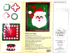 Stitchery Kit Creative Circle 1986 Plastic Canvas I LOVE SANTA 6-Mesh