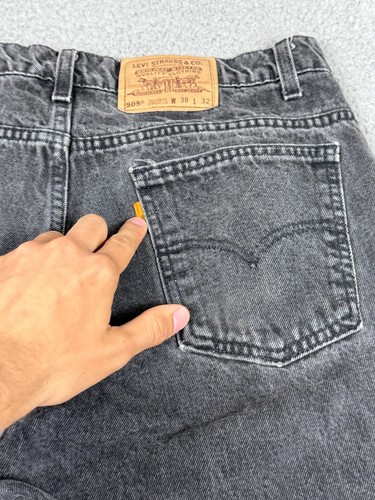 VINTAGE Levis 505 Jeans Mens 36x31* Black Charcoal Orange Tab Regular USA 90s - Picture 2 of 20