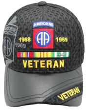 U.S. Army, 82nd Airborne Vietnam Veteran, mesh black hat