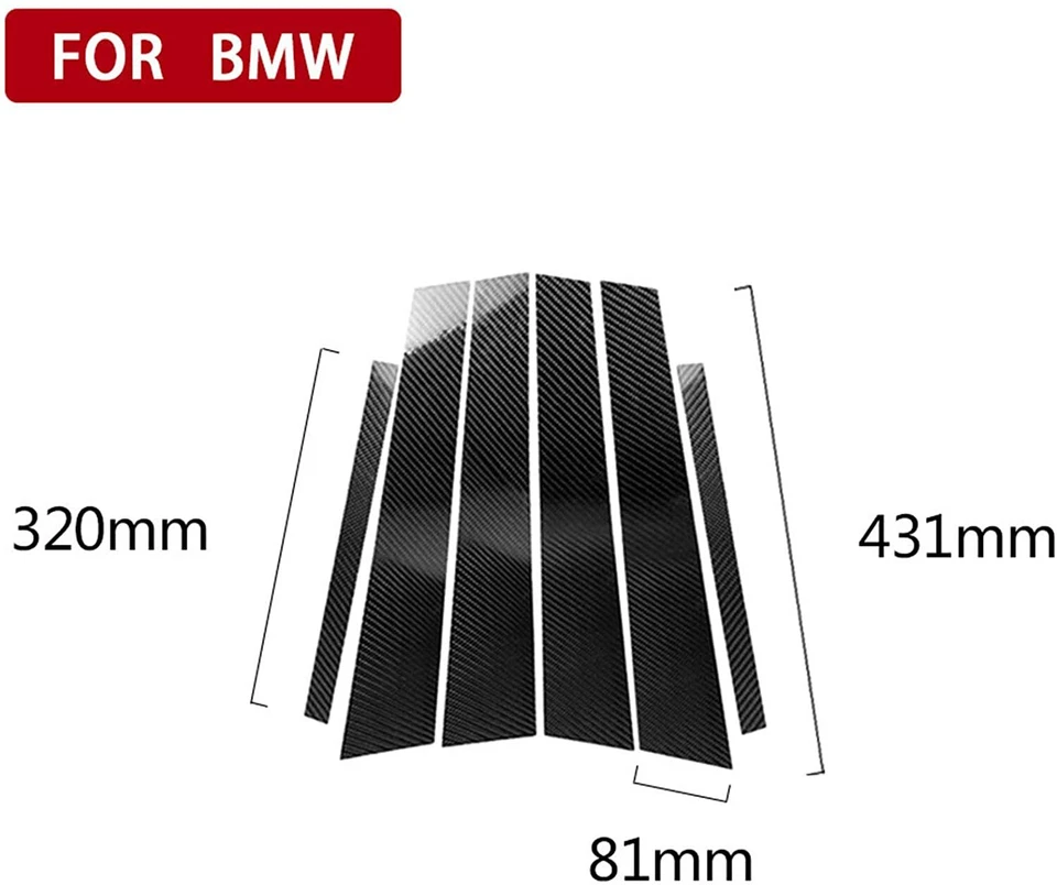 Pegatina de cubierta de poste de fibra de carbono 5D para ventana de coche pilar B para BMW Serie 3 F30 Foto 3 de 4