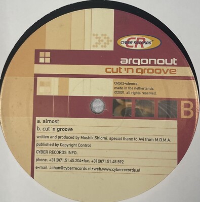 Argonout Almost Vinyl 12'' Single Cyber Records Dance Trance