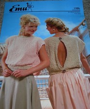 Original Emu Knitting Pattern Lady's Coolspun 1 Colour or 2 Colour Tops 1189a