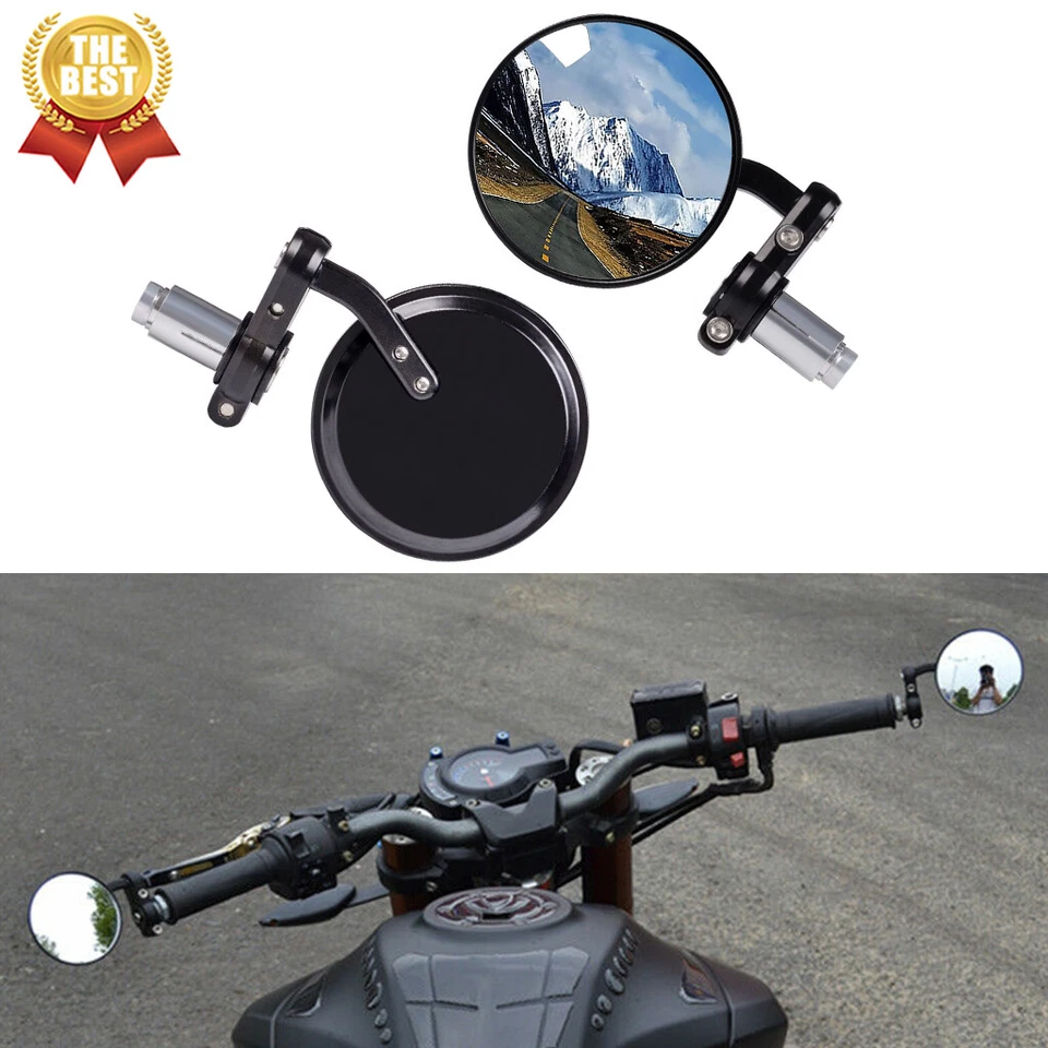 Espejos retrovisores redondos negros de 7/8" para motocicleta Honda Suzuki Yamaha Kawasaki ZY Foto 4 de 4