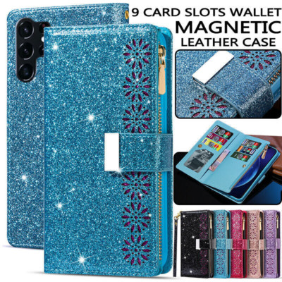 Fr Samsung S25 S24 FE S23 Ultra Plus S22 Case Leather Wallet 9 Slots Flip Cover#