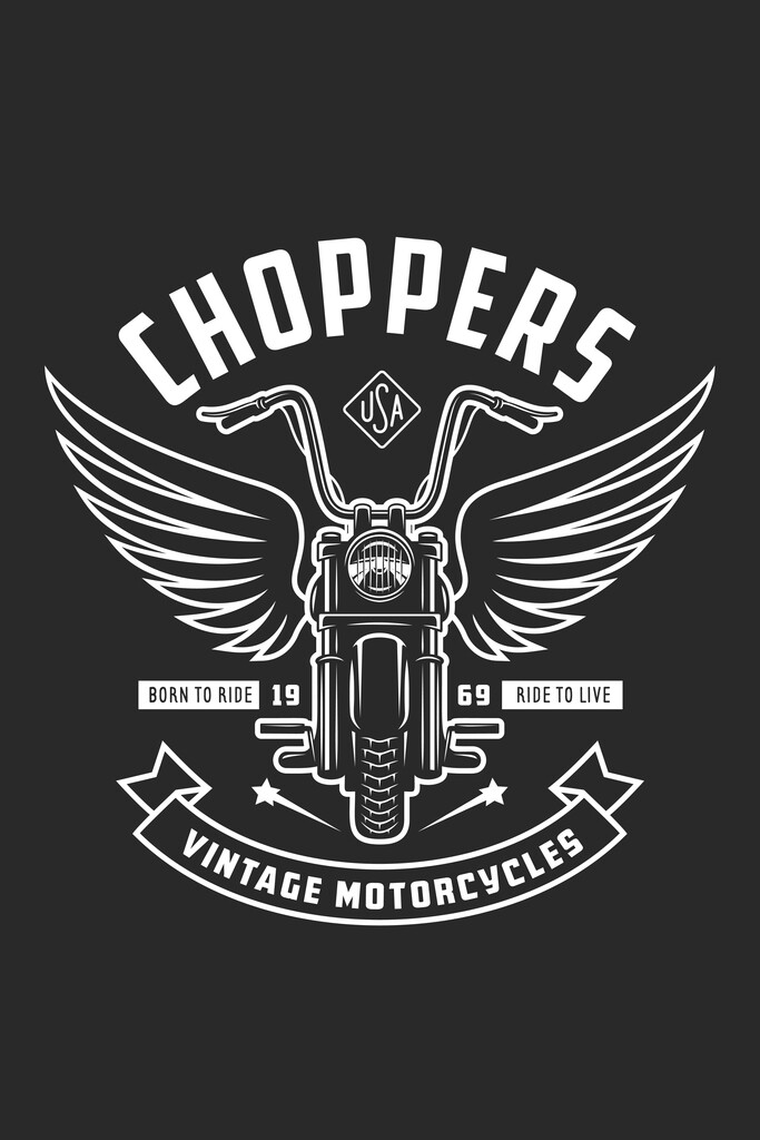 Choppers Vintage Motorcycles Born To Ride Ride To Live Art Print Poster 12x18
