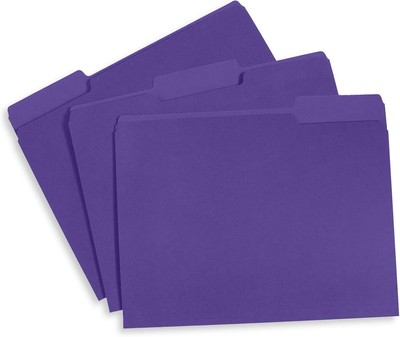 Blue Summit Supplies Purple File Folders, Letter Size, 1/3 Cut Tab, 