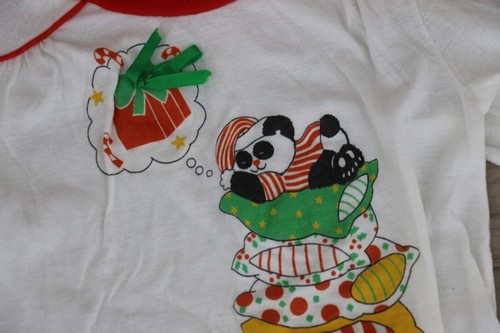 VINTAGE Youth Girls Size 12 Christmas Pull Over Long Sleeve Shirt White Red - Picture 3 of 8