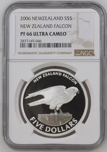 New Zealand 2006 Silver Falcon NGC PF66 UC