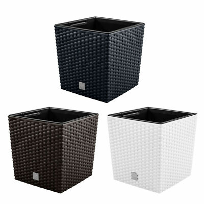 Vaso Rato 11,4L Con Inserto Effetto Rattan Antracite - 20x20x37,6 Cm Per Interni/esterni - 3