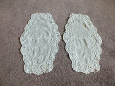 Beautiful Lace Doily Set 2 Beige Off White Machine Embroidery 16x 9.5 CUTE