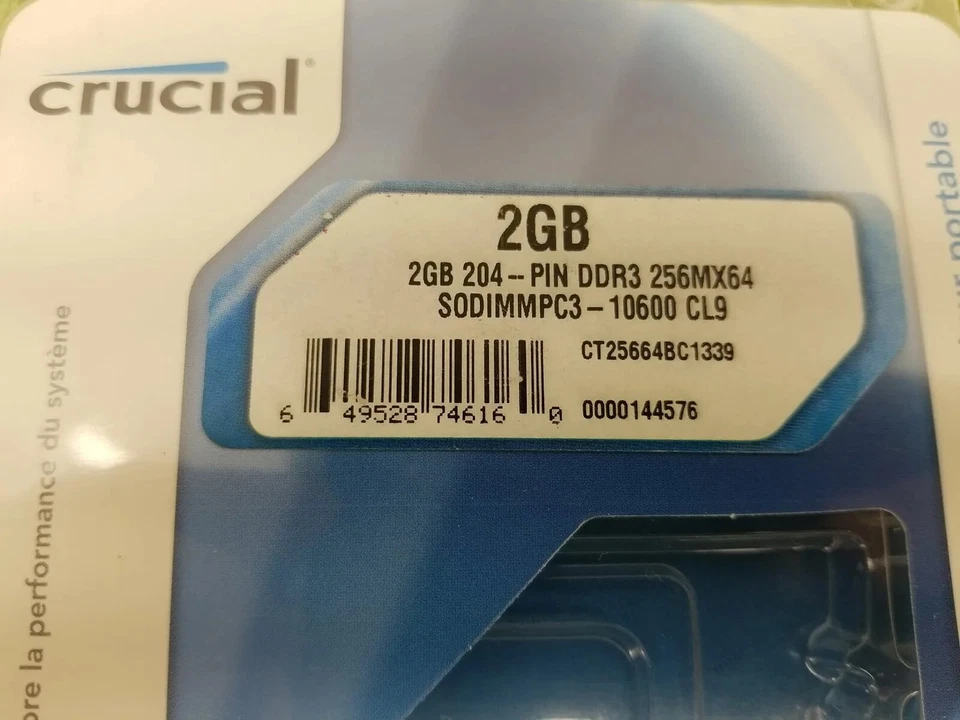 Crucial 2GB 204-PIN SODIMM 256MX64 DDR3 CT25664BC1067 2gb Memory See Pics - Image 2 of 4