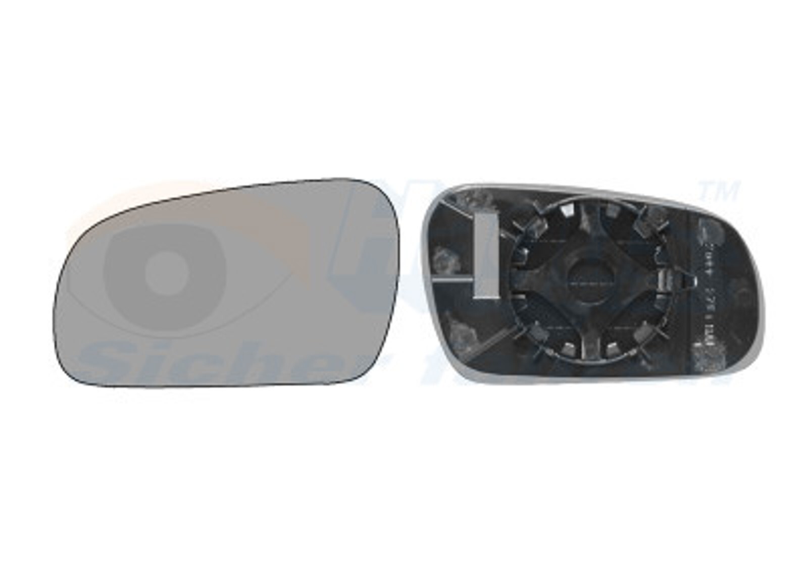 Insert de miroir VW Fox 10.03-07.09 PR glace de rétroviseur passager droit de rechange