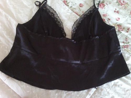 ladies pretty cami top sleep or day size medium black tie front - Picture 5 of 6