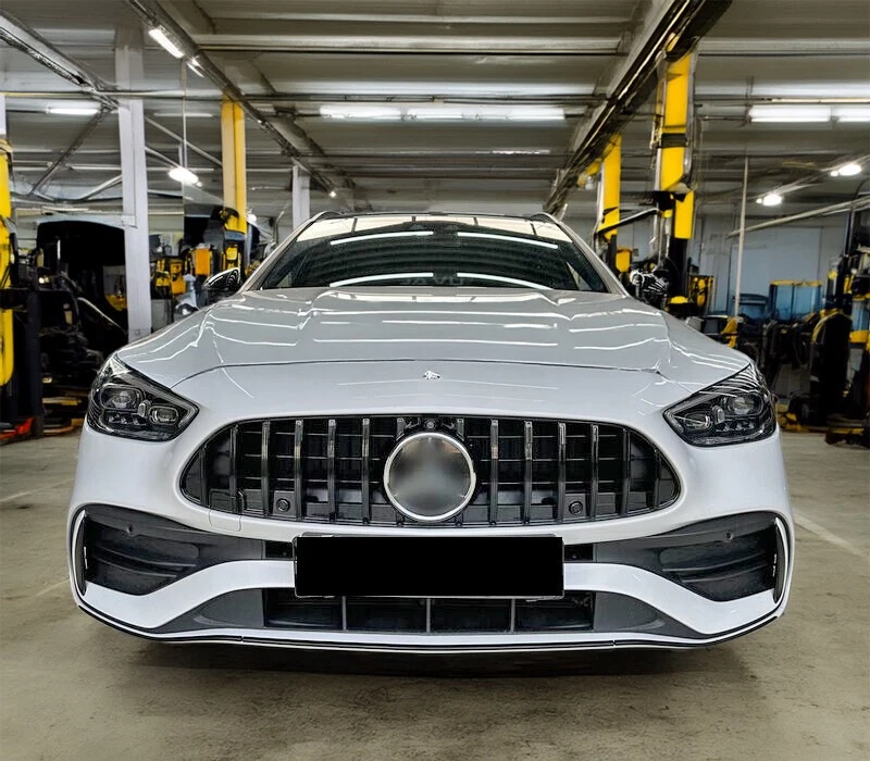 Black Front Bumper Grille For Mercedes Benz 2022-2025 C200 C300 C43 AMG Line - Image 4 of 4