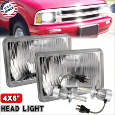 Pair For Chevrolet S10 1995 1996 1997 4x6 Inch Led Headlights Hilo Sealed Beam