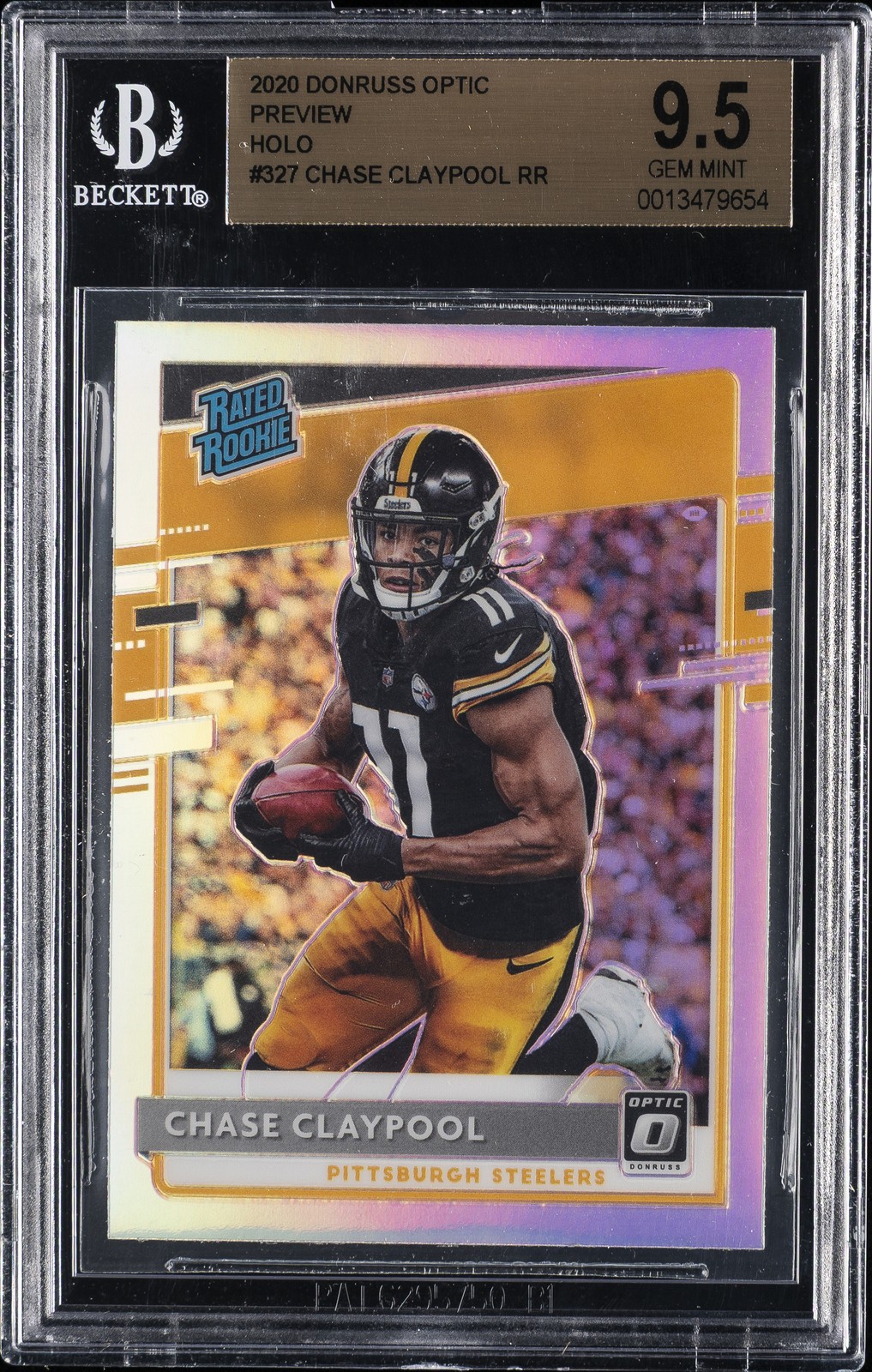 2020 DONRUSS OPTIC PREV HOLO RR #327 CHASE CLAYPOOL BGS 9.5