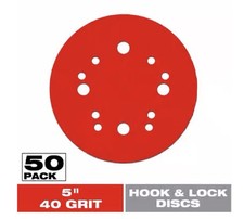 50 Pack 5  40 Grit Hook  Loop Sanding Discs Orbital Sander Sandpaper