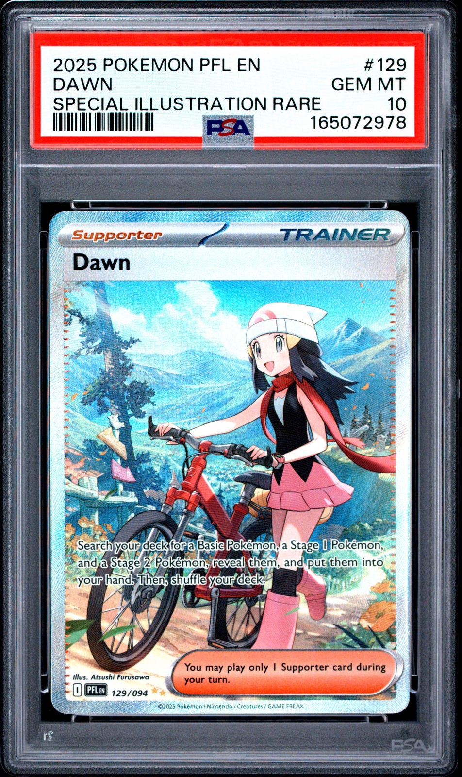 2025 POKEMON PFL EN-PHANTASMAL FLAMES SPECIAL ILLUSTRATION RARE #129 DAWN PSA 10