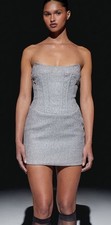 Pretty Little Things Grey Wool Corset Strapless Dress NWT Womens 8