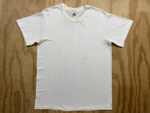 Hanes, Vintage 80s Hanes Blank White T-Shirt Single-Stitch M 100% Cotton