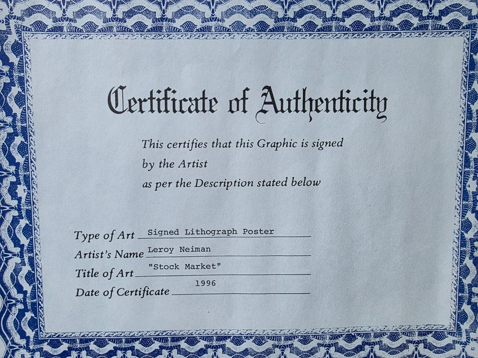 Póster litográfico Leroy Neiman Stock Market Wall Street 1977 firmado con certificado de autenticidad Foto 4 de 4